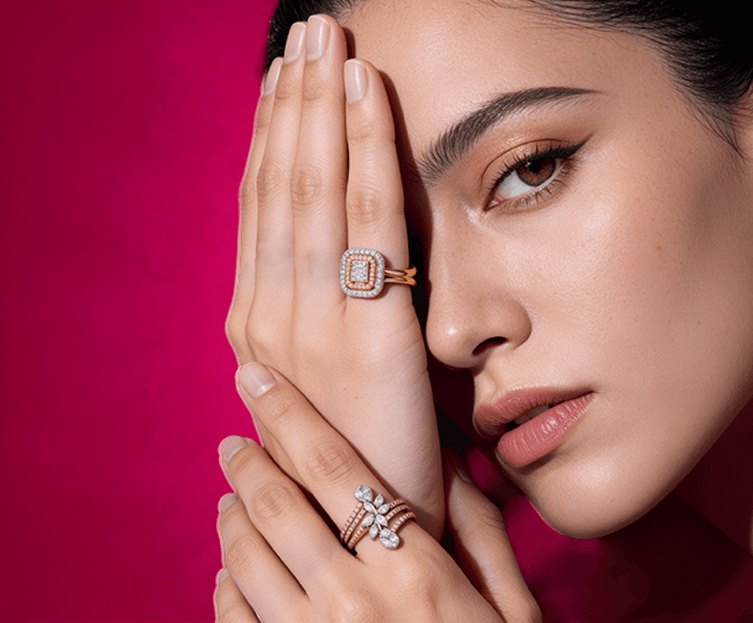 A woman trying on a ring