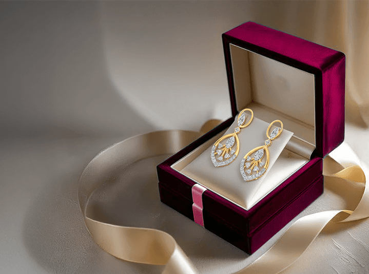 Jewellery stored in a velvet-lined box