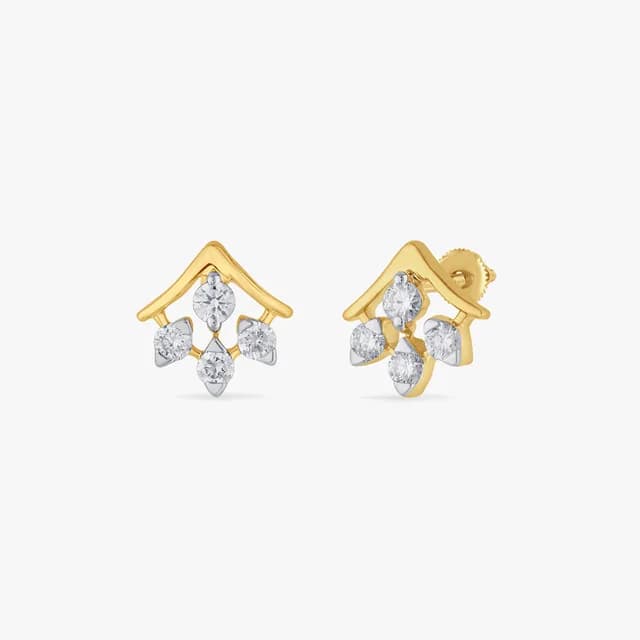 Crested Charm Diamond Stud Earrings