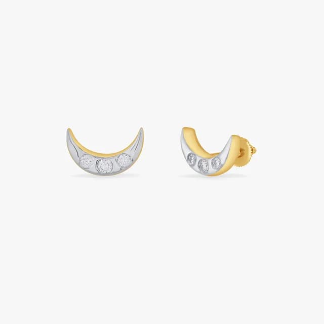 Lunar Gleam Diamond Stud Earrings
