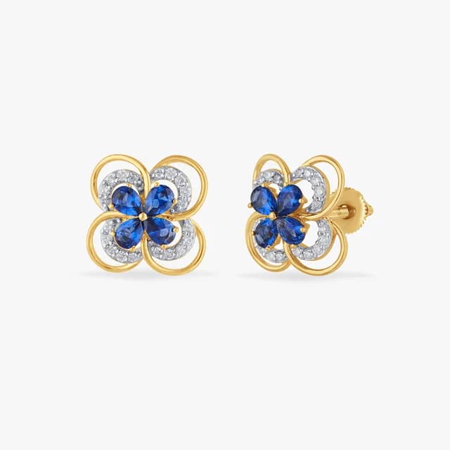 Midnight Blossom Diamond Stud Earrings