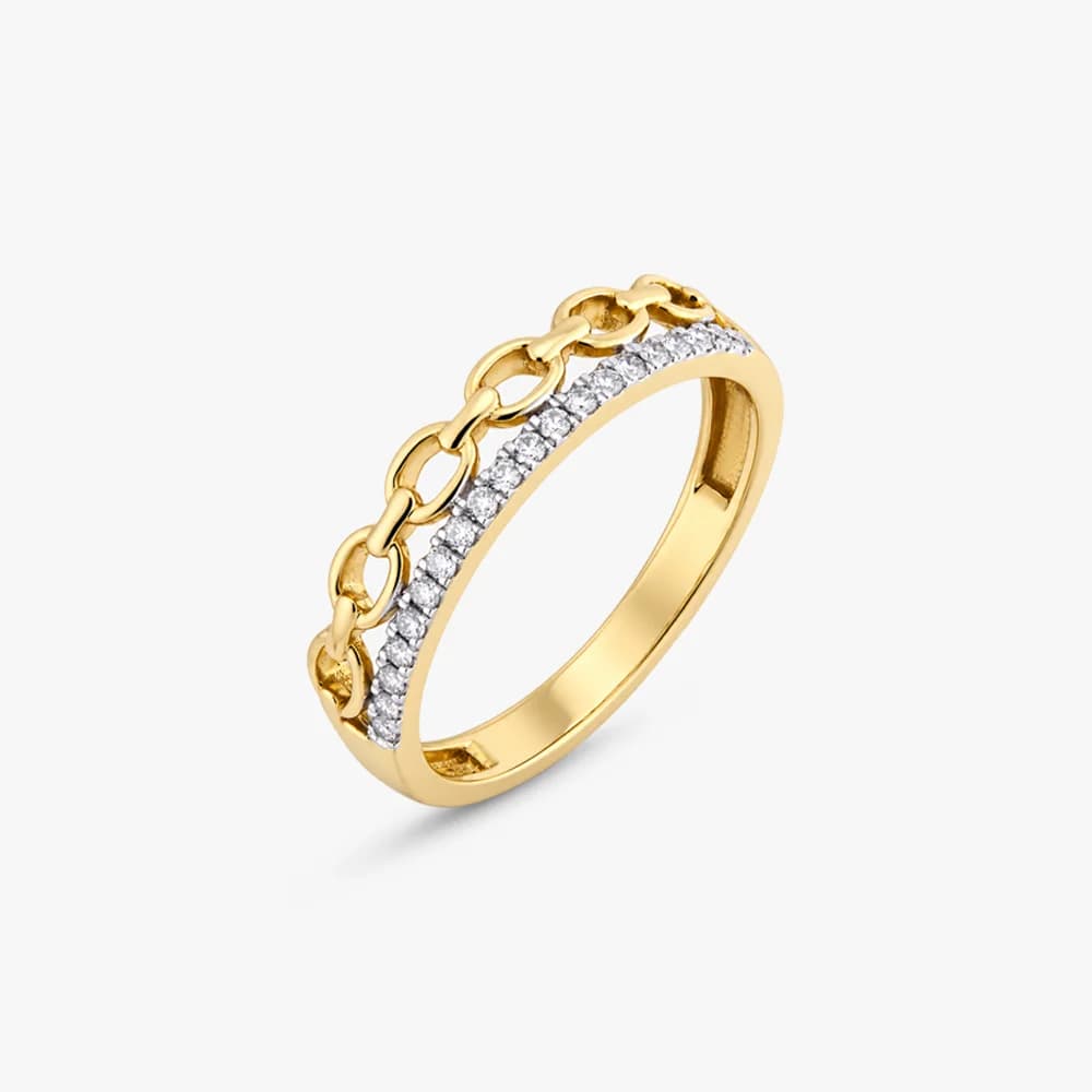 Stacked Links Diamond Ring — image 1