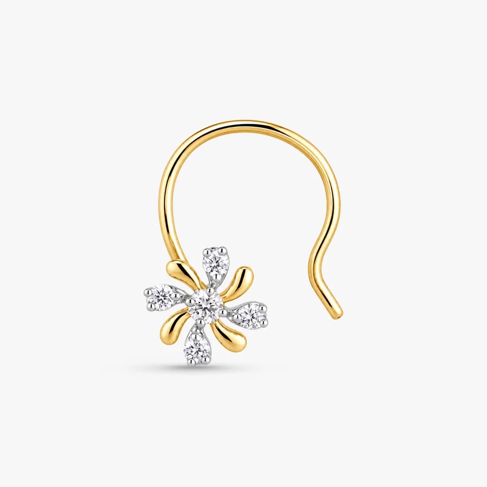 Floral Charm Diamond Nose Pin — image 1