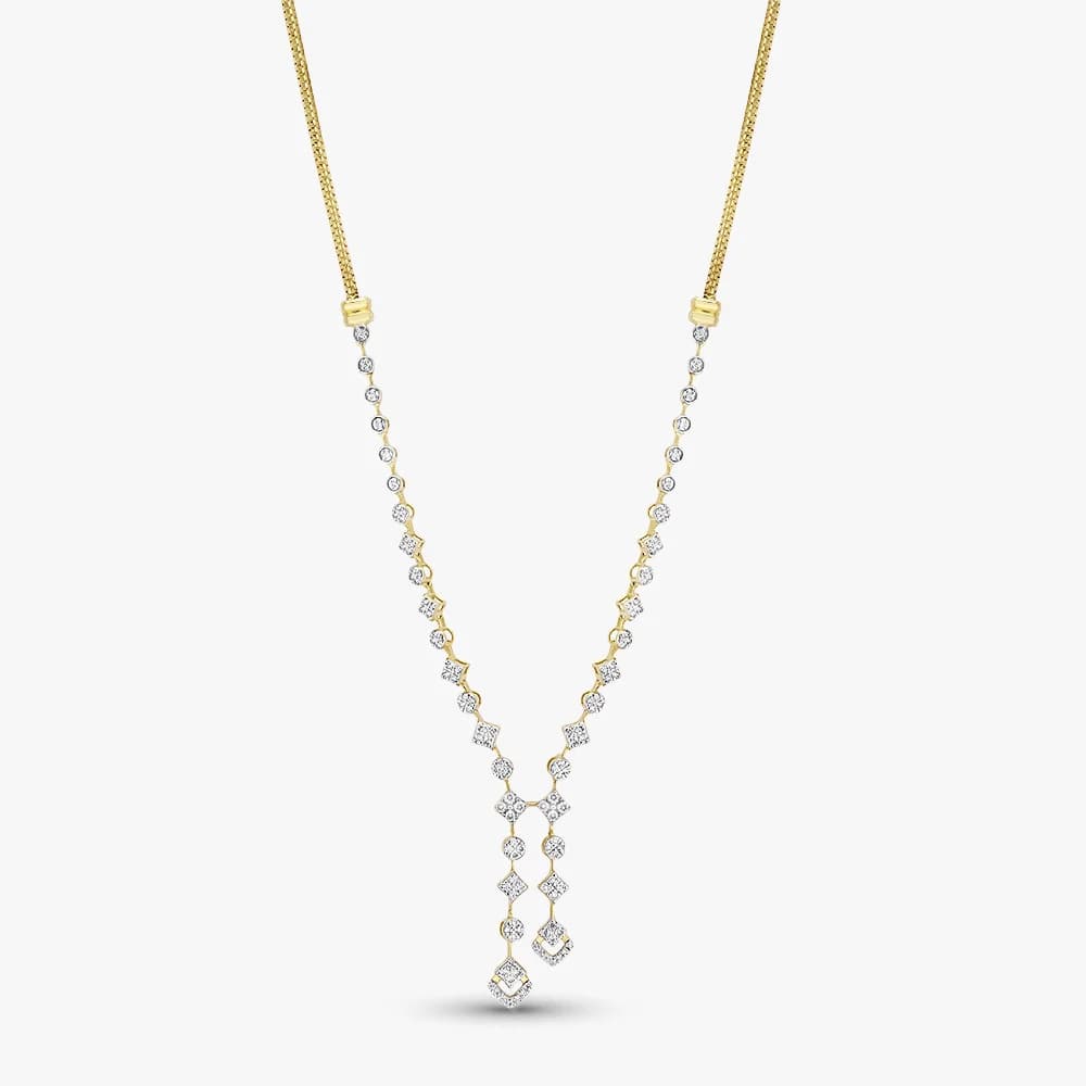 Twin Drop Diamond Lariat Necklace — image 1