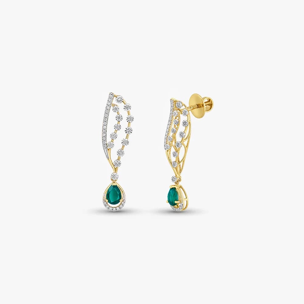 Emerald Cascade Diamond Earrings — image 1
