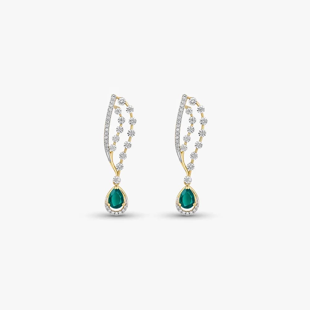 Emerald Cascade Diamond Earrings — image 2