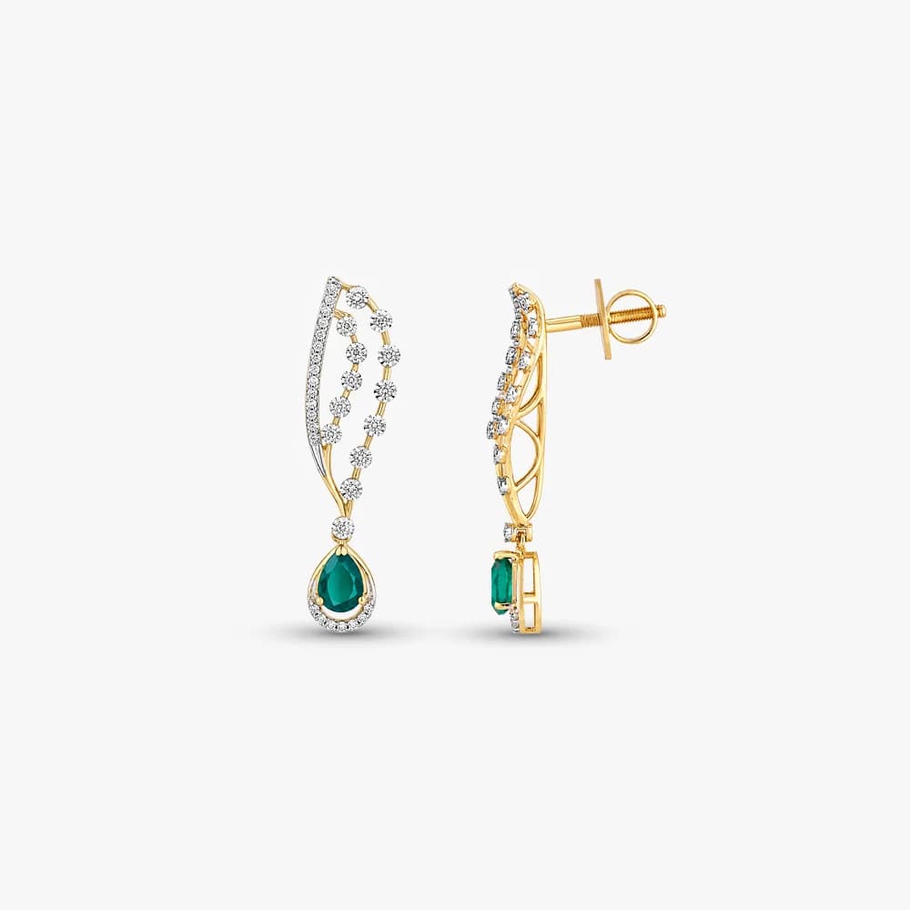 Emerald Cascade Diamond Earrings — image 3