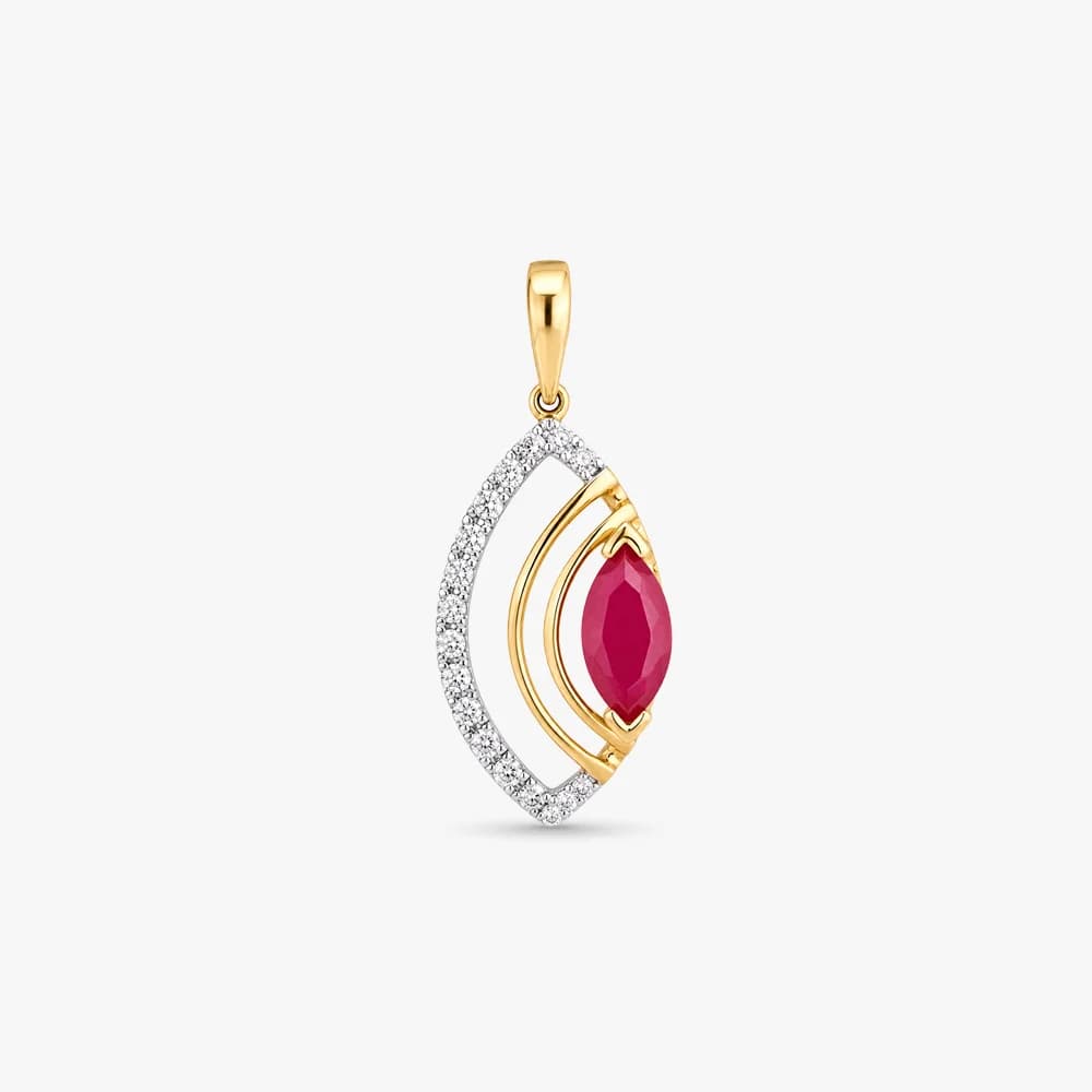 Ruby Crescent Diamond Pendant — image 1