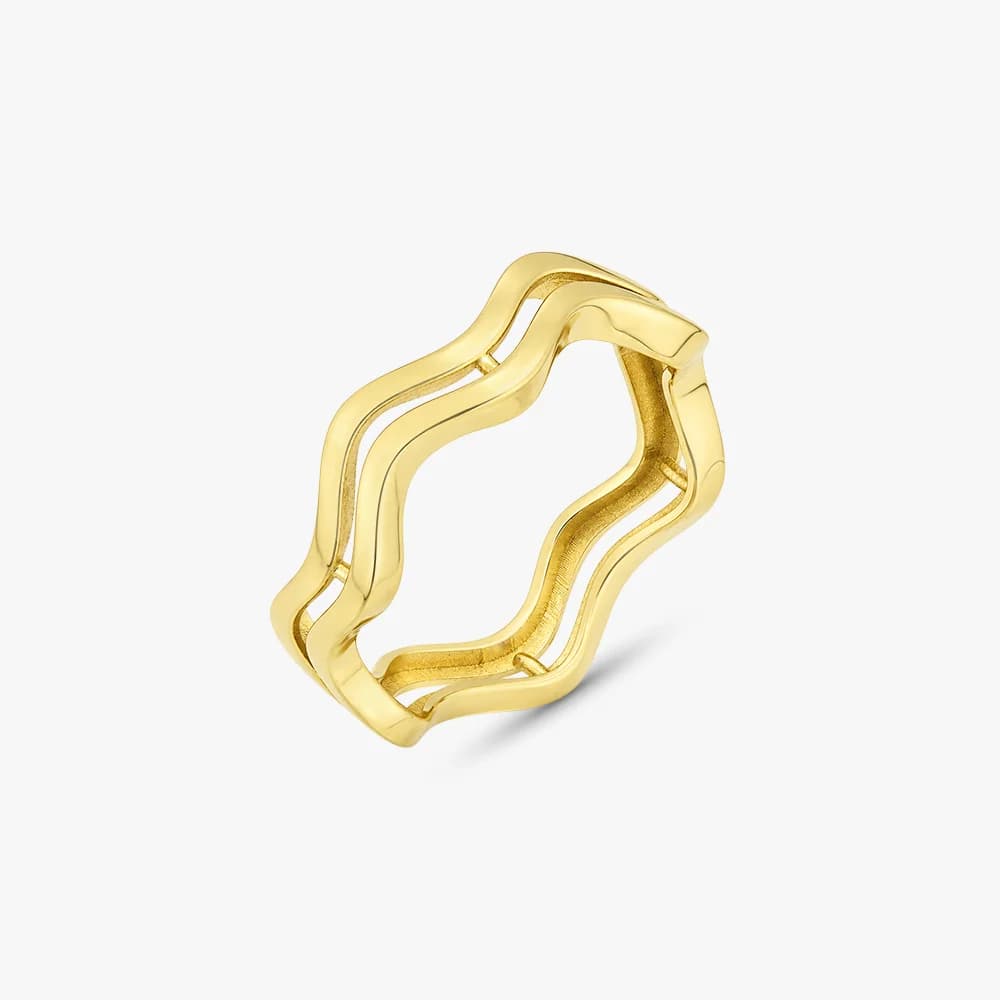 Stacked Waves Gold Ring — image 1