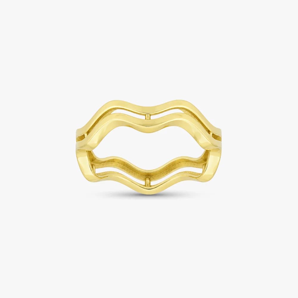 Stacked Waves Gold Ring — image 2