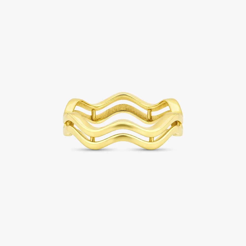 Stacked Waves Gold Ring — image 3