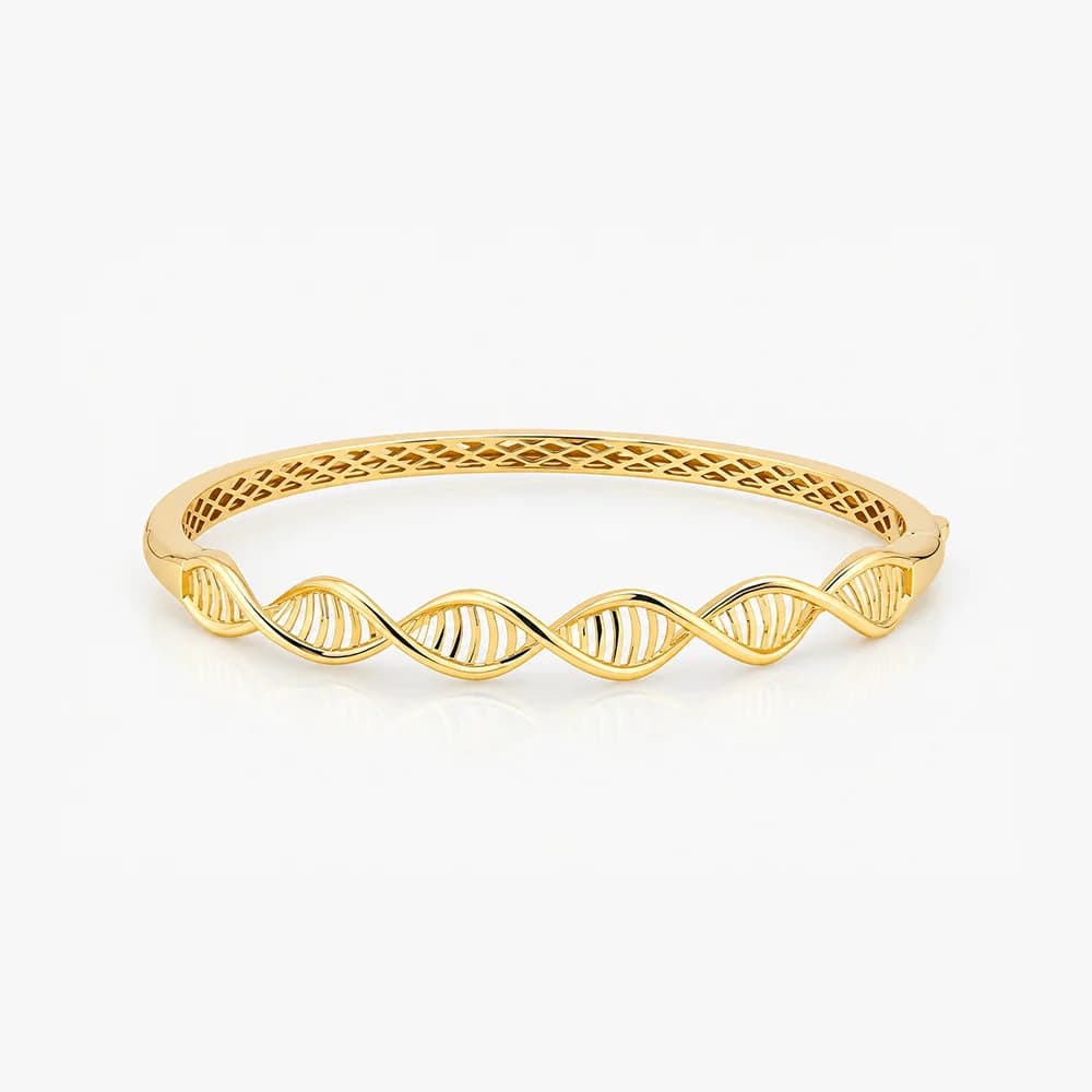 Twist Wave Gold Oval Bracelet — image 1