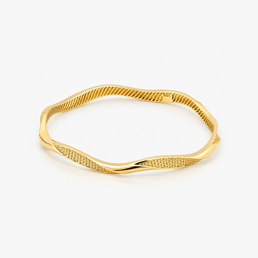 Sculpted Wave Gold Bangle — image 1