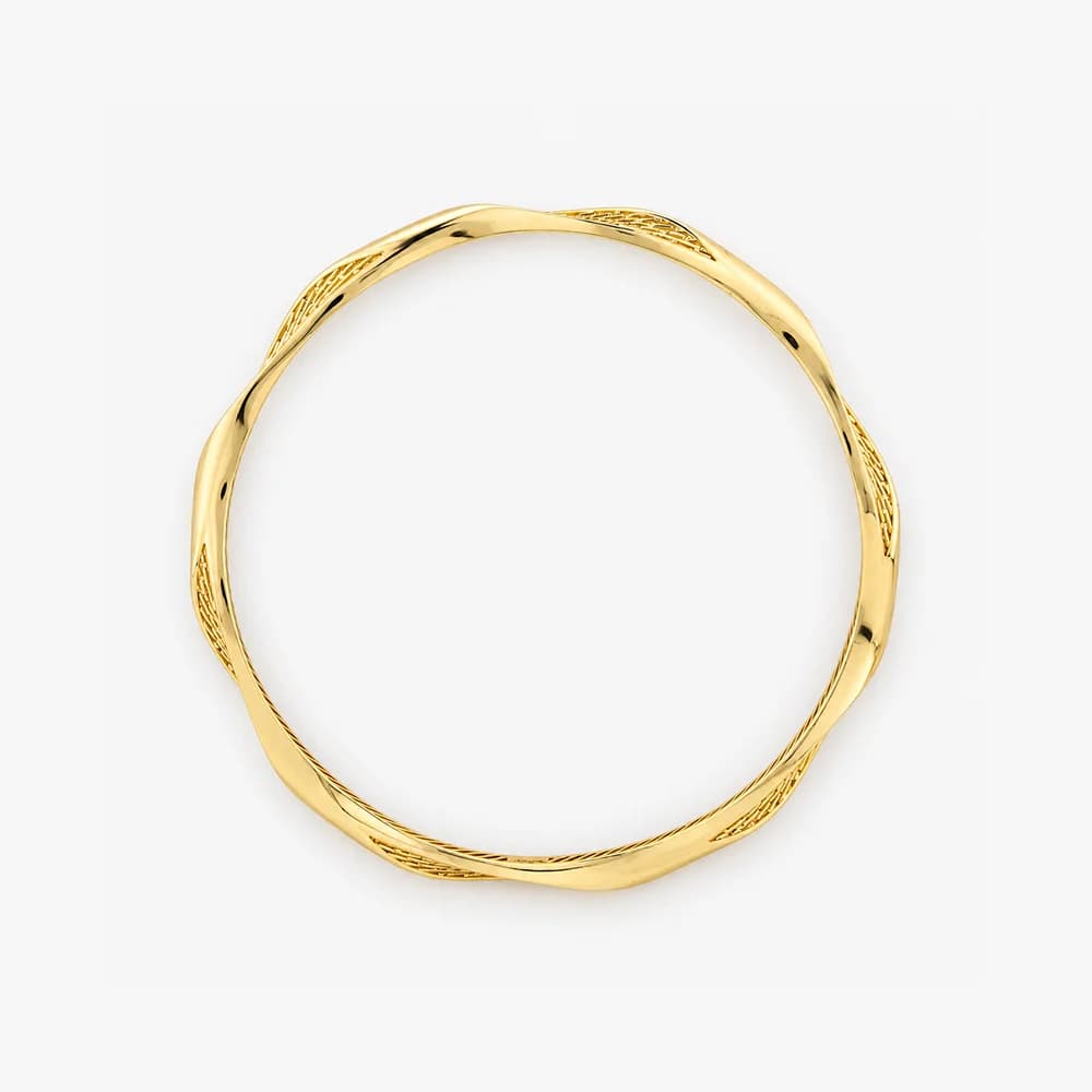 Sculpted Wave Gold Bangle — image 2