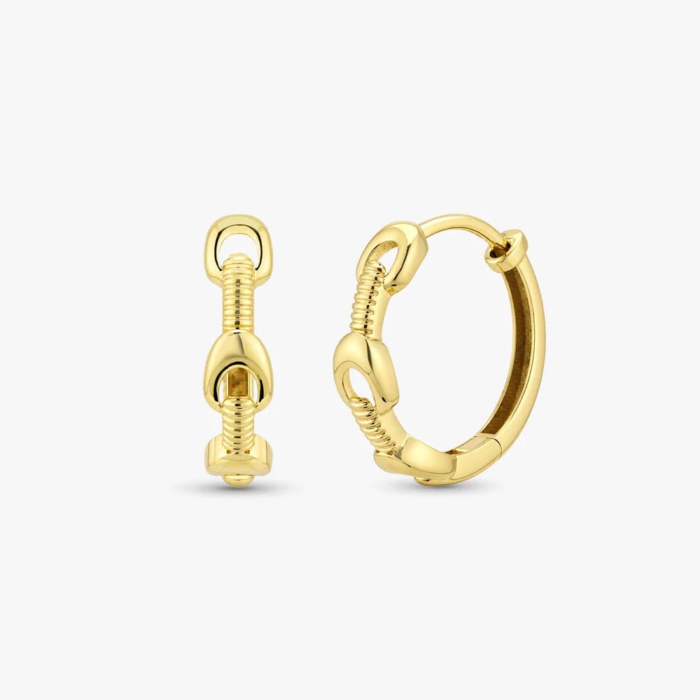 Contemporary Twist Gold Hoops — image 1