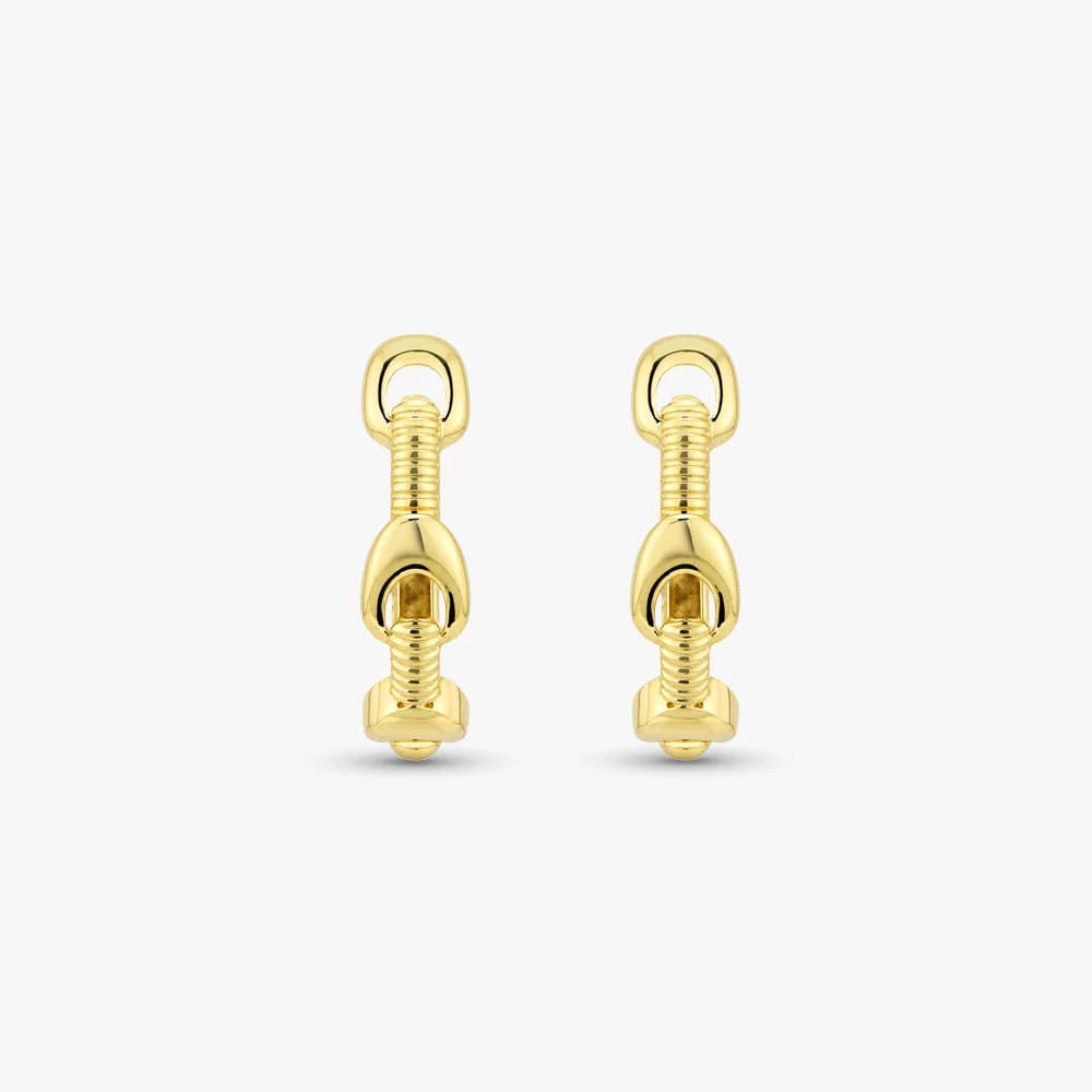 Contemporary Twist Gold Hoops — image 2