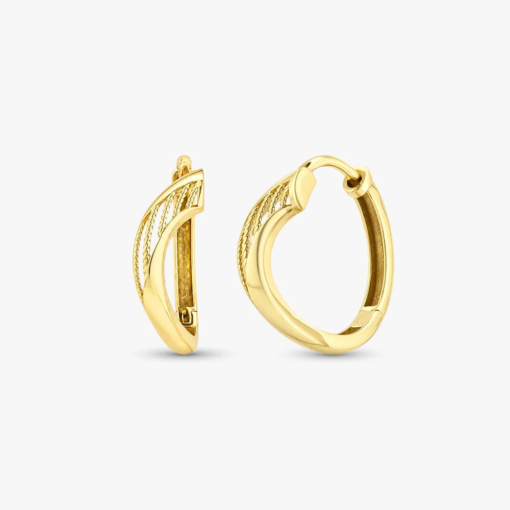 Textured Modern Gold Hoop Earrings — image 1