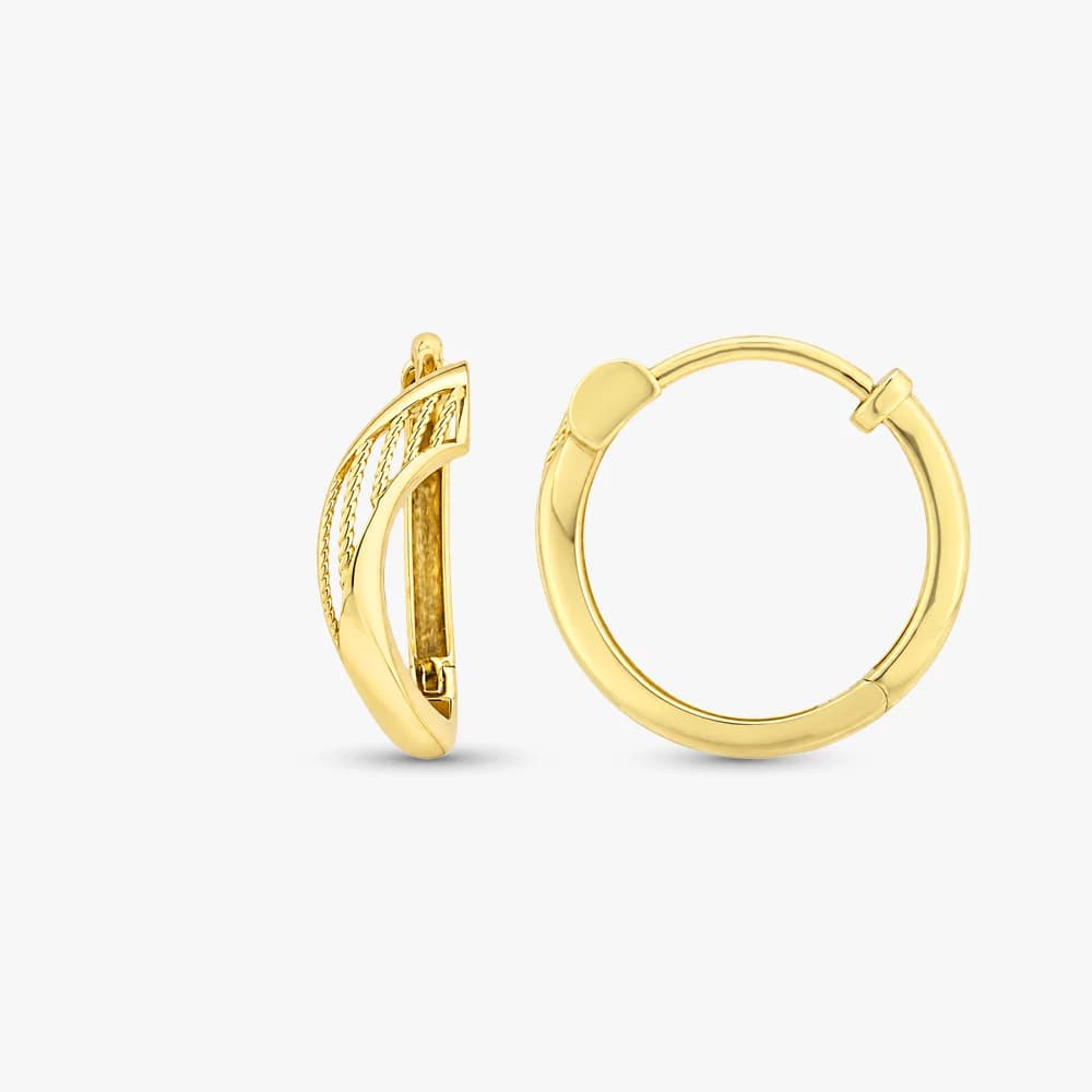 Textured Modern Gold Hoop Earrings — image 3
