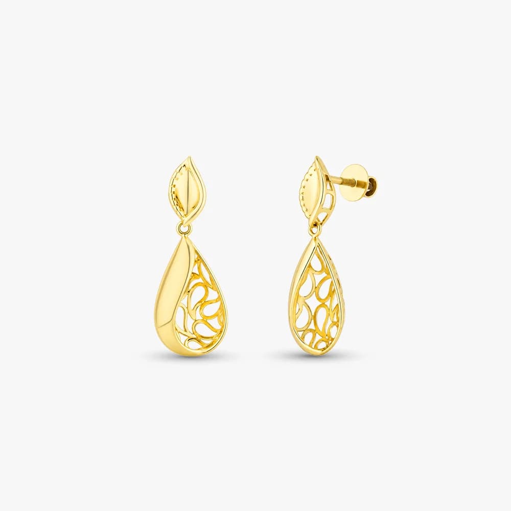 Ornate Teardrop Gold Earrings — image 1