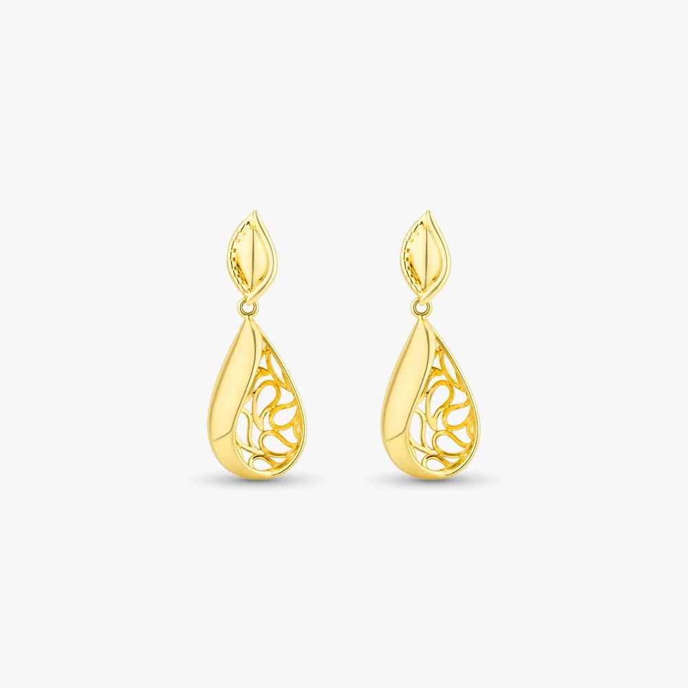 Ornate Teardrop Gold Earrings — image 2