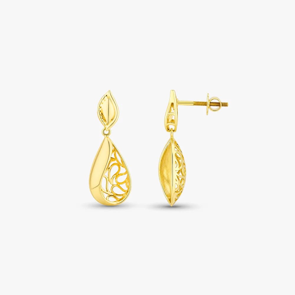 Ornate Teardrop Gold Earrings — image 3