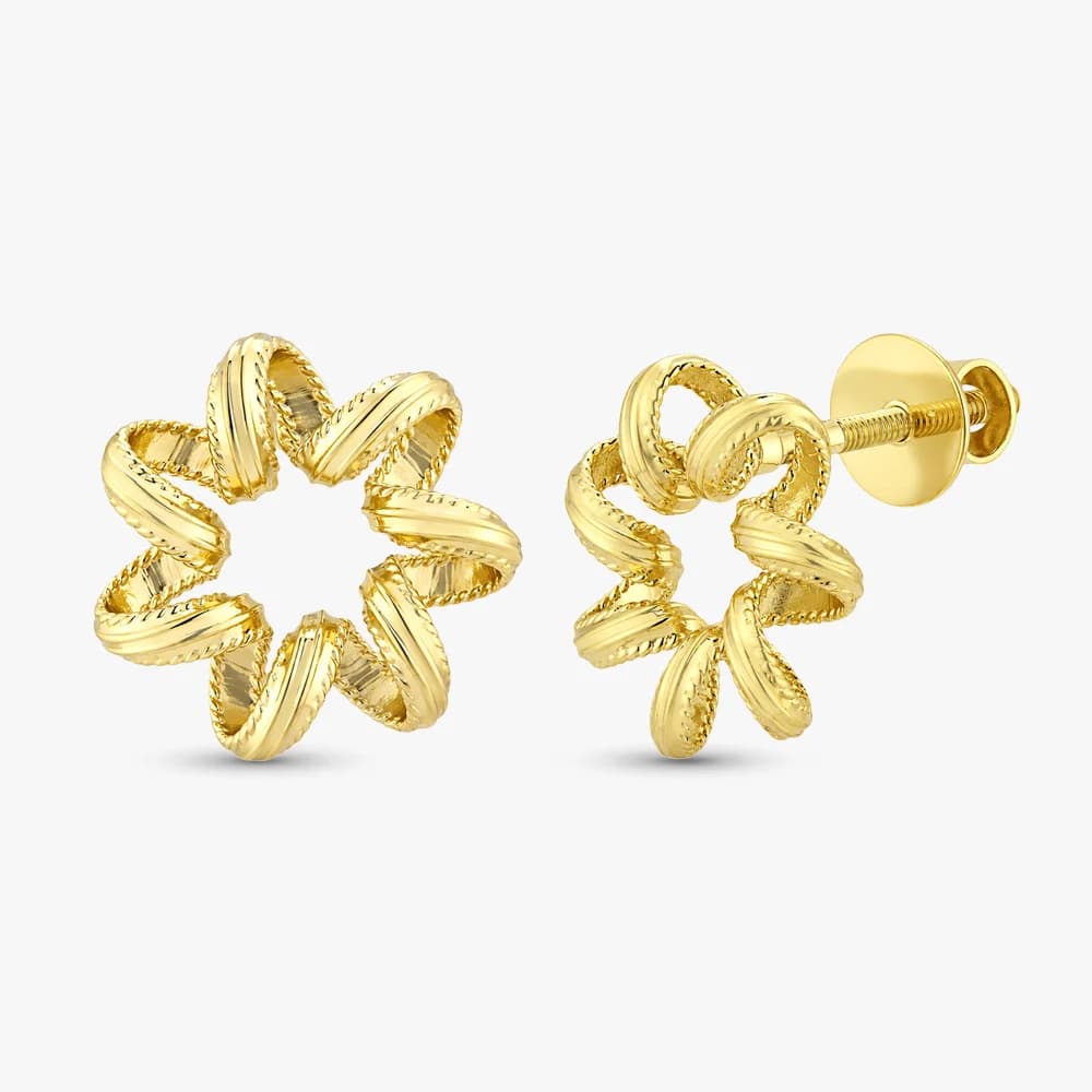 Sculptural Flower Gold Stud Earrings — image 1
