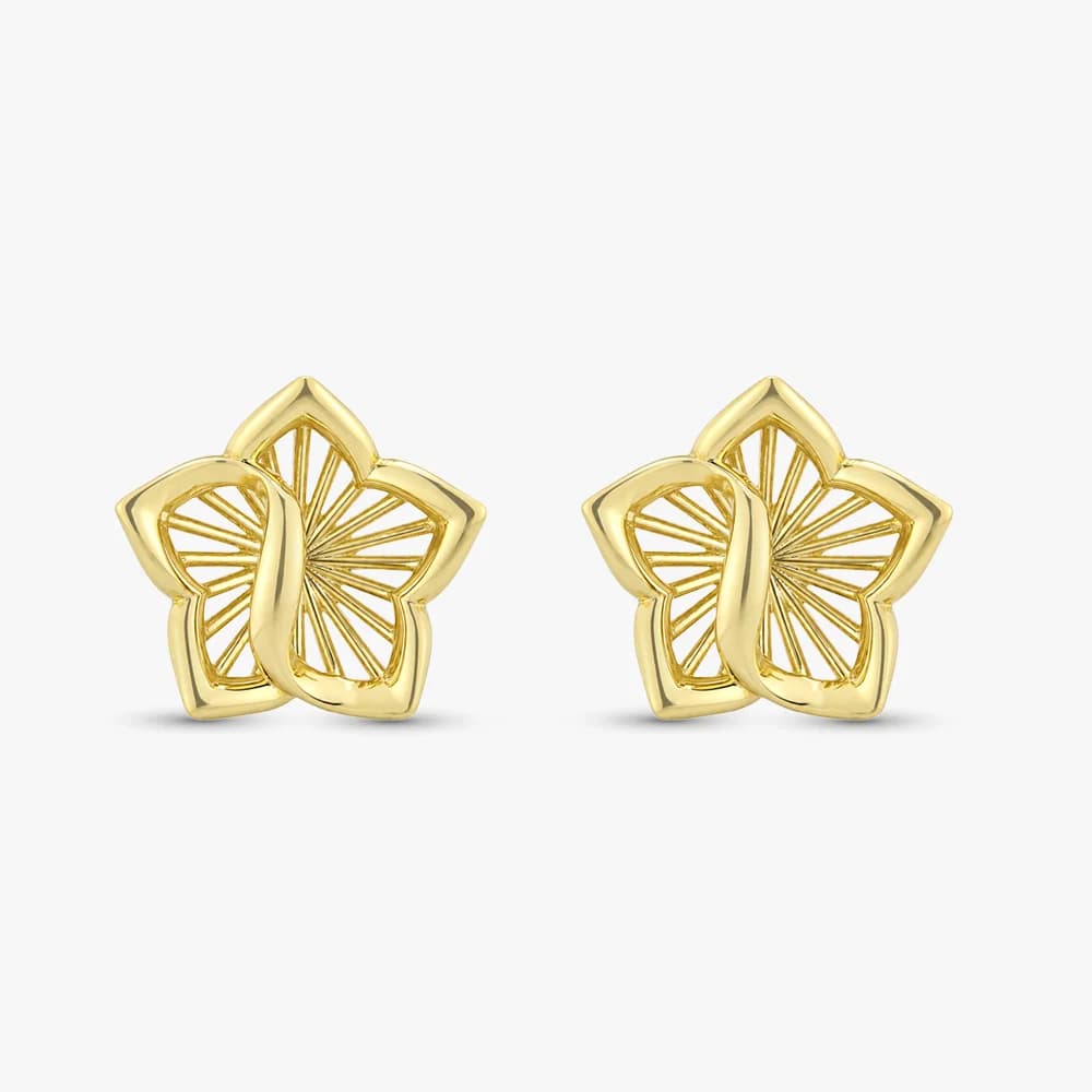 Modern Floral Gold Stud Earrings — image 2