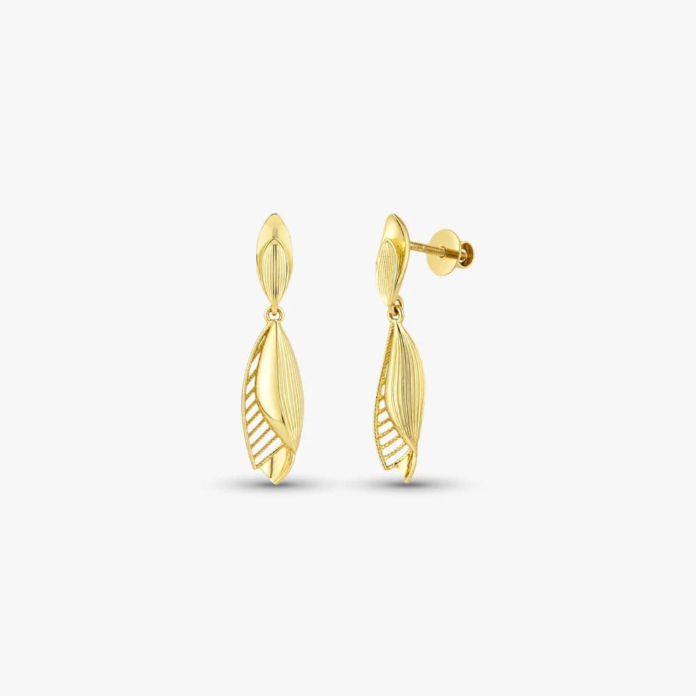 Feather Silhouette Gold Drop Earrings — image 1