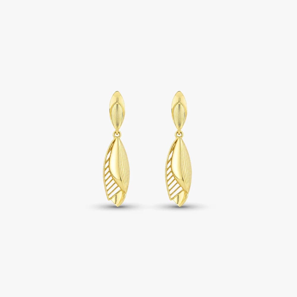 Feather Silhouette Gold Drop Earrings — image 2