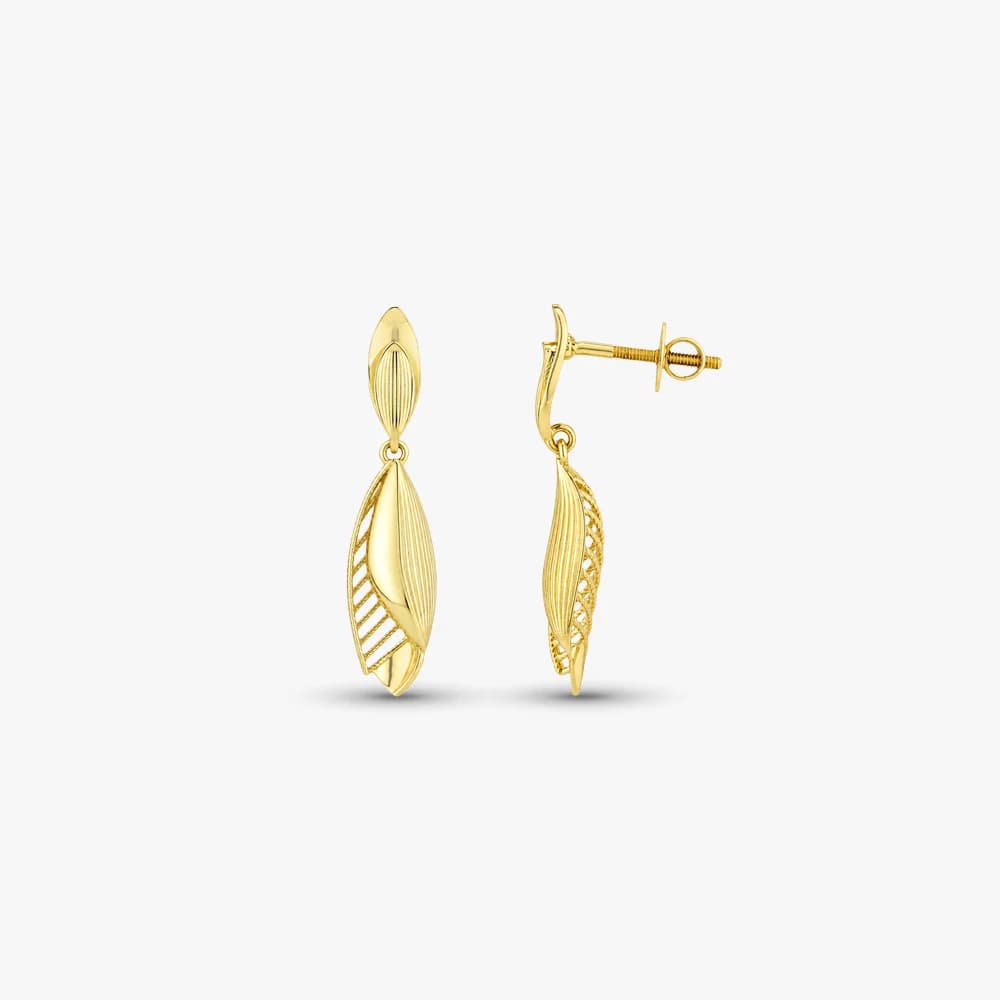 Feather Silhouette Gold Drop Earrings — image 3