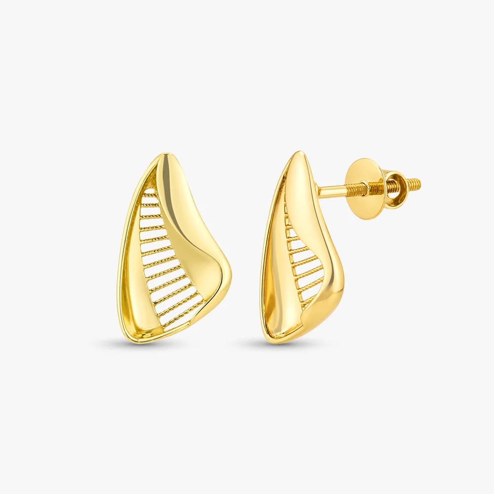 Abstract Curve Gold Stud Earrings — image 1