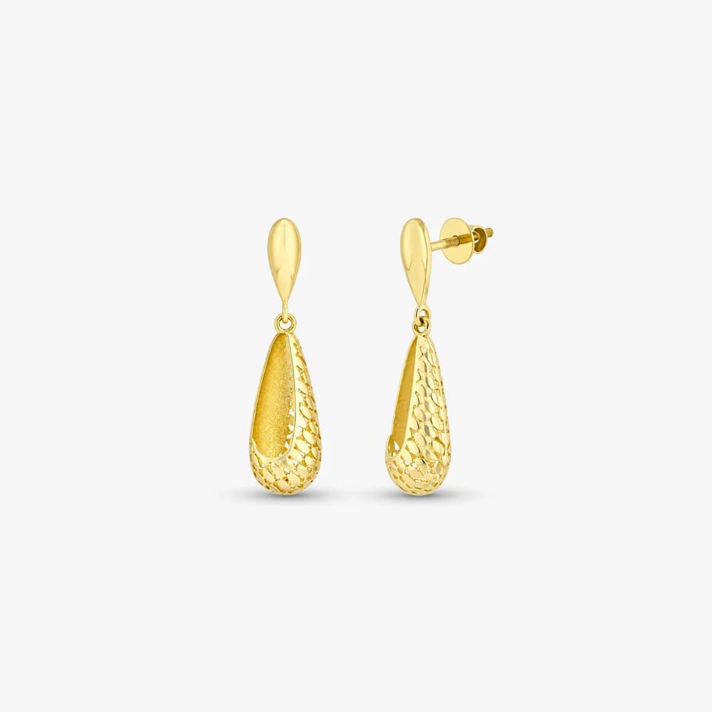 Elongated Dewdrop Gold Earrings — image 1