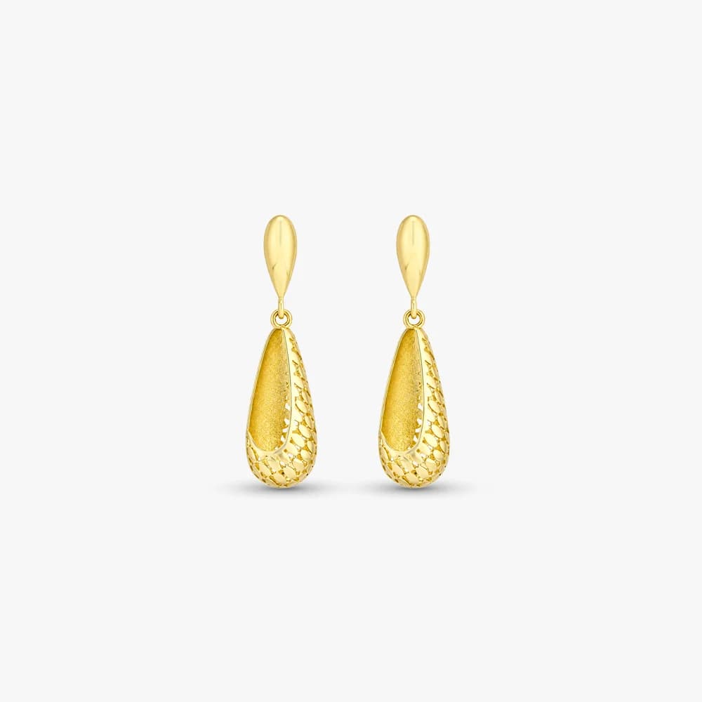 Elongated Dewdrop Gold Earrings — image 2
