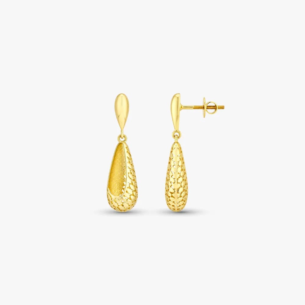 Elongated Dewdrop Gold Earrings — image 3