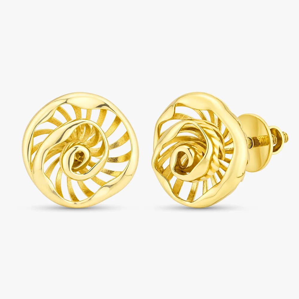 Sculpted Swirl Gold Stud Earrings — image 1