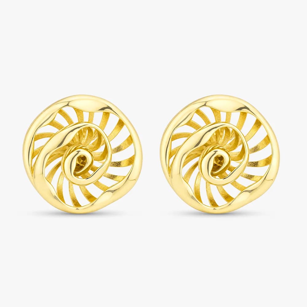 Sculpted Swirl Gold Stud Earrings — image 2