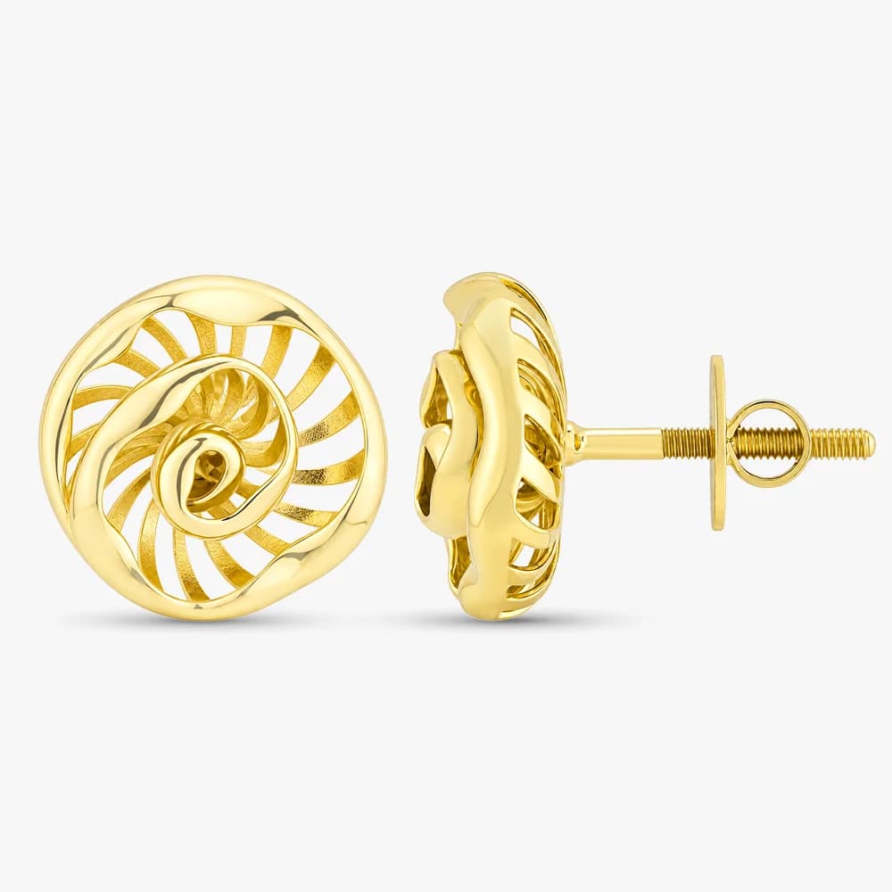 Sculpted Swirl Gold Stud Earrings — image 3