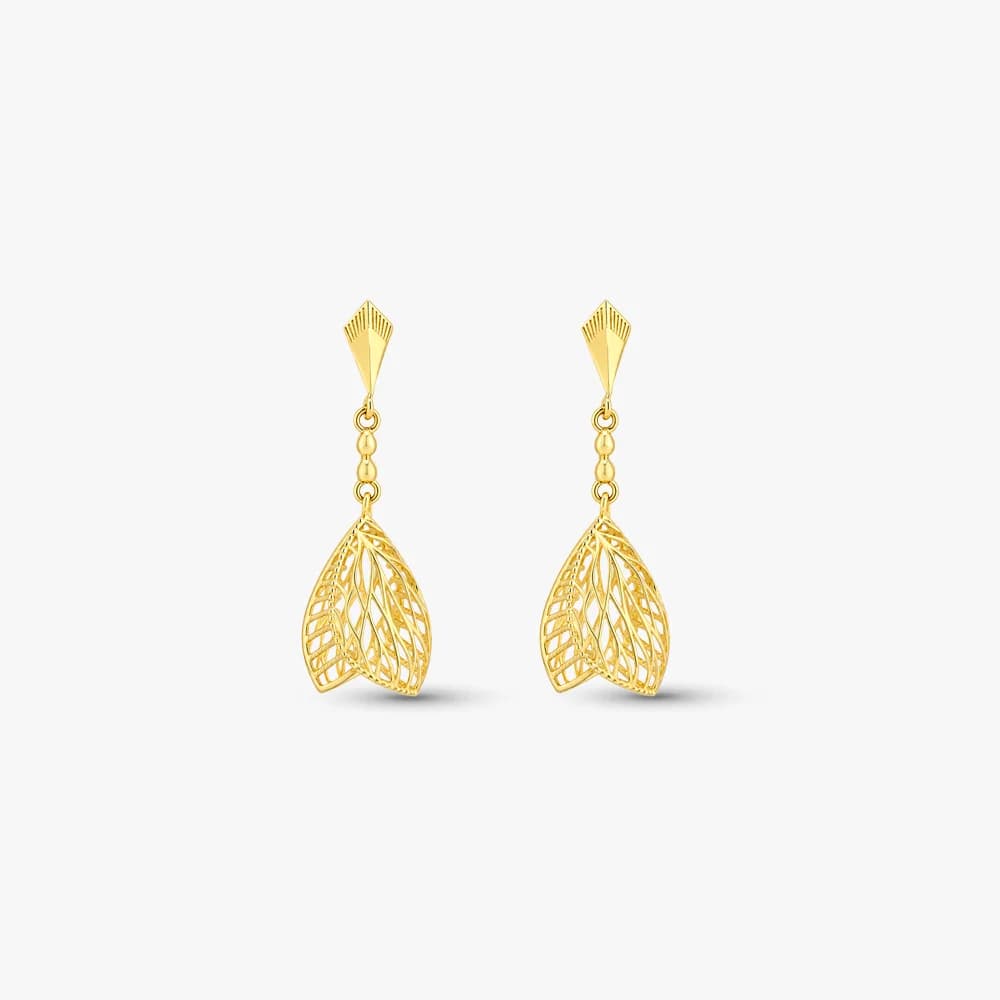 Intricate Bloom Gold Drop Earrings — image 2