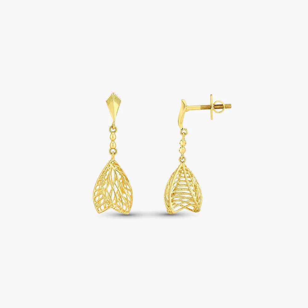 Intricate Bloom Gold Drop Earrings — image 3