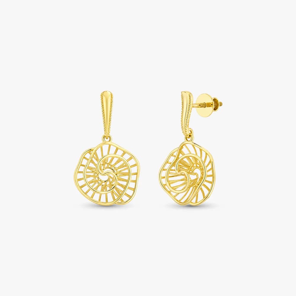 Abstract Spiral Gold Drop Earrings — image 1
