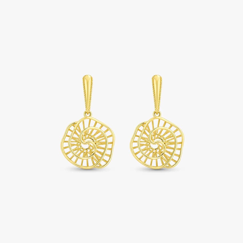 Abstract Spiral Gold Drop Earrings — image 2