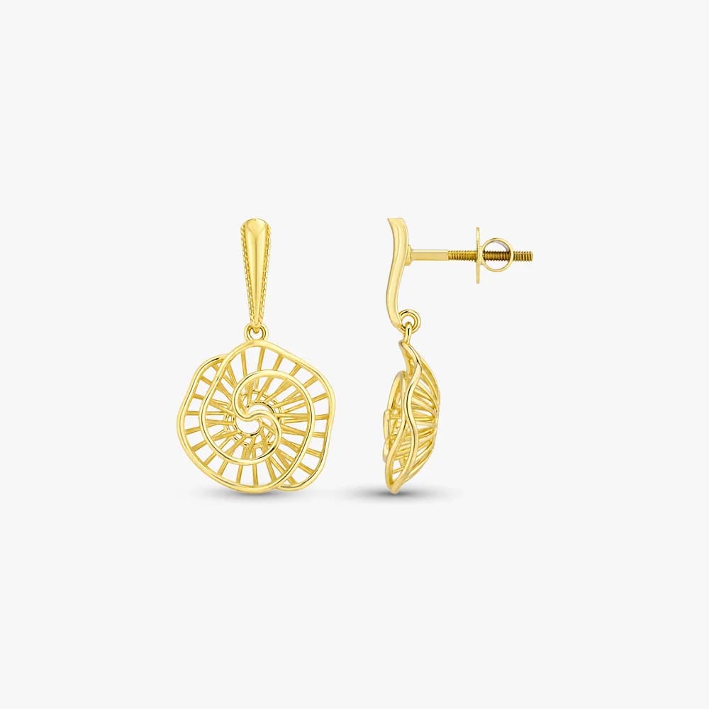 Abstract Spiral Gold Drop Earrings — image 3
