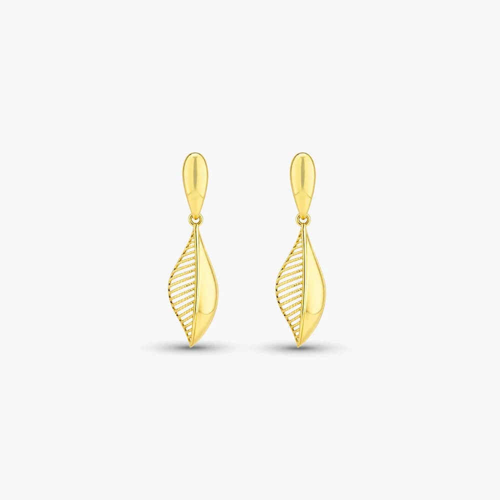 Delicate Leaf Gold Drop Earrings — image 2