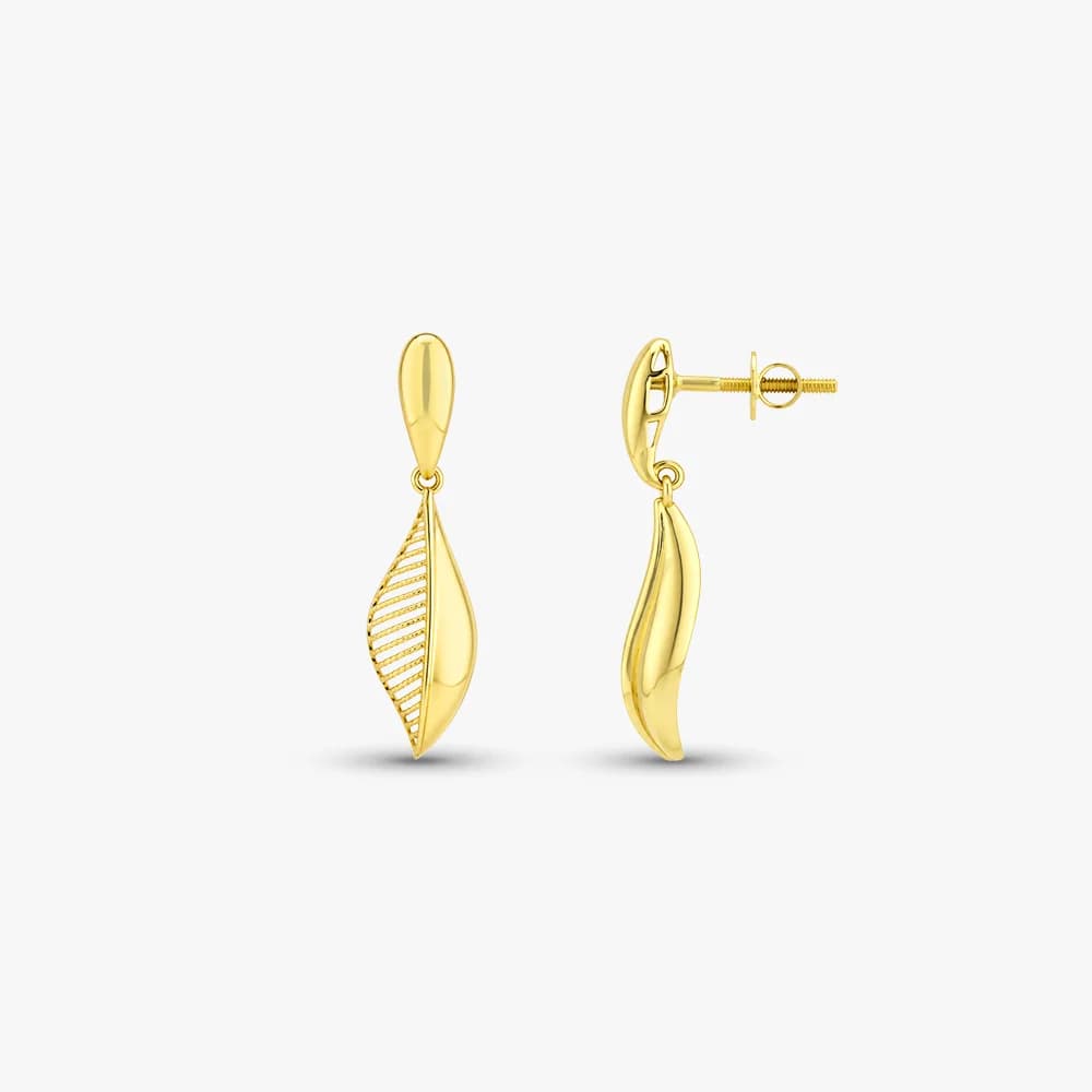 Delicate Leaf Gold Drop Earrings — image 3